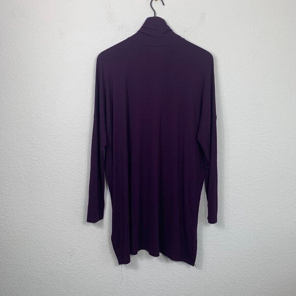 Eileen Fisher Purple Plum Turtleneck Tunic Long Sleeve Large Viscose Spandex - Picture 4 of 6